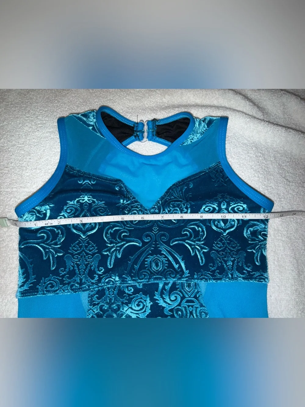Kandi Kouture Size Children’s Large Teal‎  Velvet Patterned One-Piece Leotard